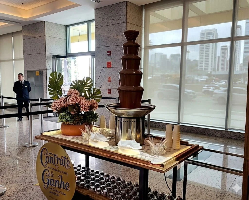 Serviço de cascata de chocolate para eventos corporativos em Brasília